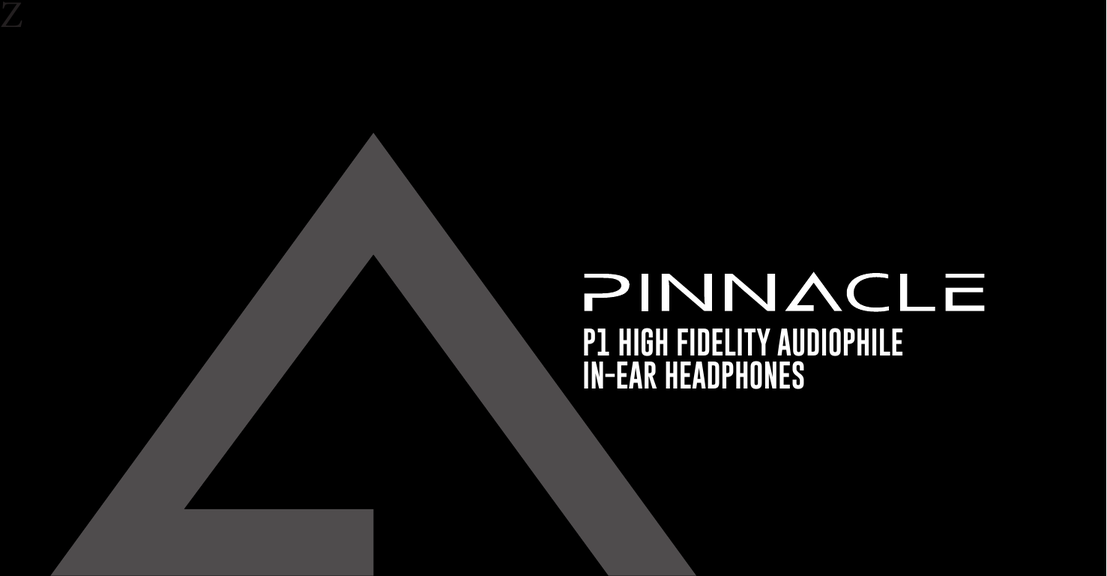 MEE audio Pinnacle P1 High Fidelity Audiophile In-Ear Headphones – cover image showing the Pinnacle wordmark on a dark background with a large stylized A shape.